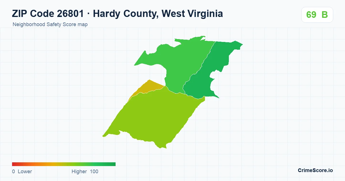 ZIP Code 26801 in Hardy County, West Virginia neighborhood Safety Score map