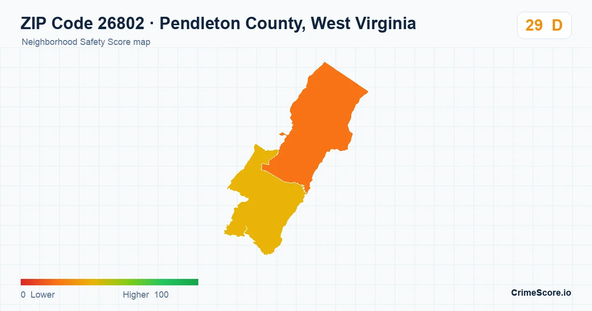 ZIP Code 26802 in Pendleton County, West Virginia neighborhood Safety Score map