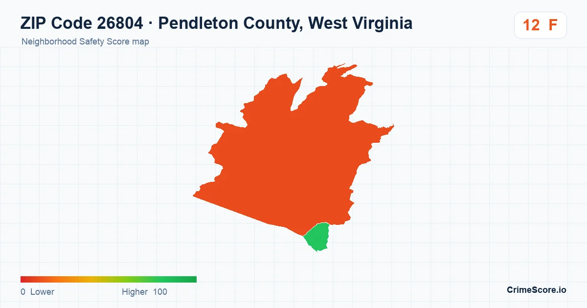 ZIP Code 26804 in Pendleton County, West Virginia neighborhood Safety Score map