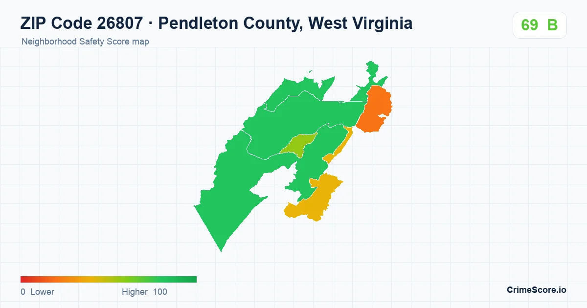 ZIP Code 26807 in Pendleton County, West Virginia neighborhood Safety Score map