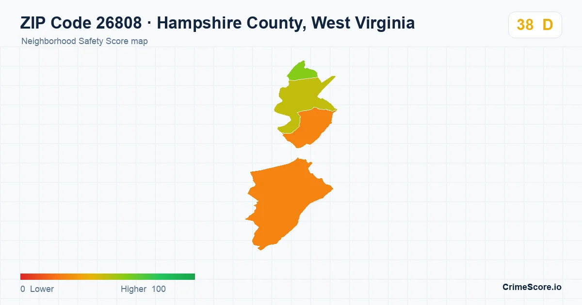 ZIP Code 26808 in Hampshire County, West Virginia neighborhood Safety Score map