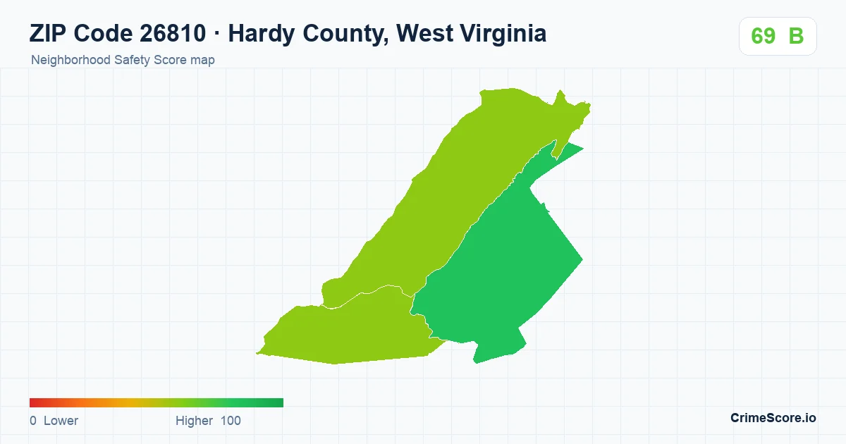 ZIP Code 26810 in Hardy County, West Virginia neighborhood Safety Score map