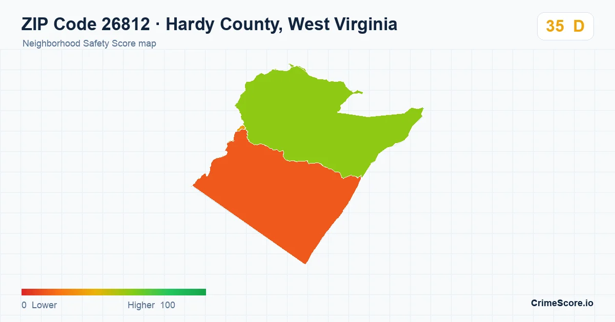 ZIP Code 26812 in Hardy County, West Virginia neighborhood Safety Score map