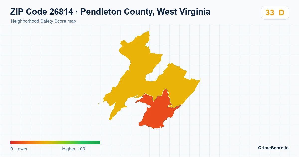 ZIP Code 26814 in Pendleton County, West Virginia neighborhood Safety Score map