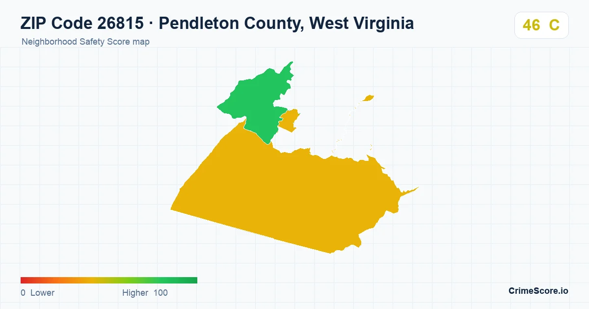 ZIP Code 26815 in Pendleton County, West Virginia neighborhood Safety Score map