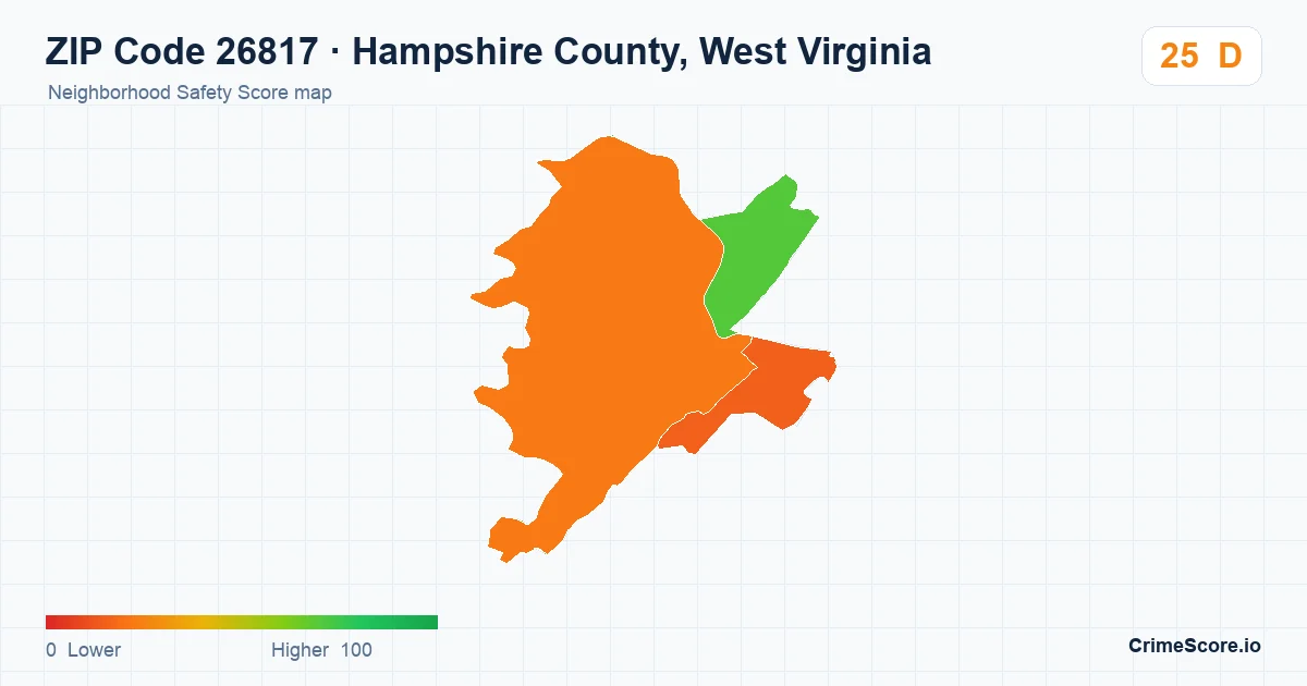 ZIP Code 26817 in Hampshire County, West Virginia neighborhood Safety Score map