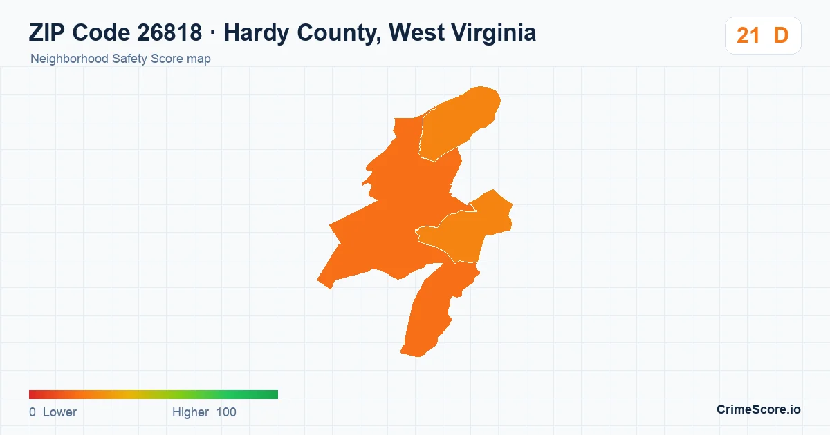 ZIP Code 26818 in Hardy County, West Virginia neighborhood Safety Score map