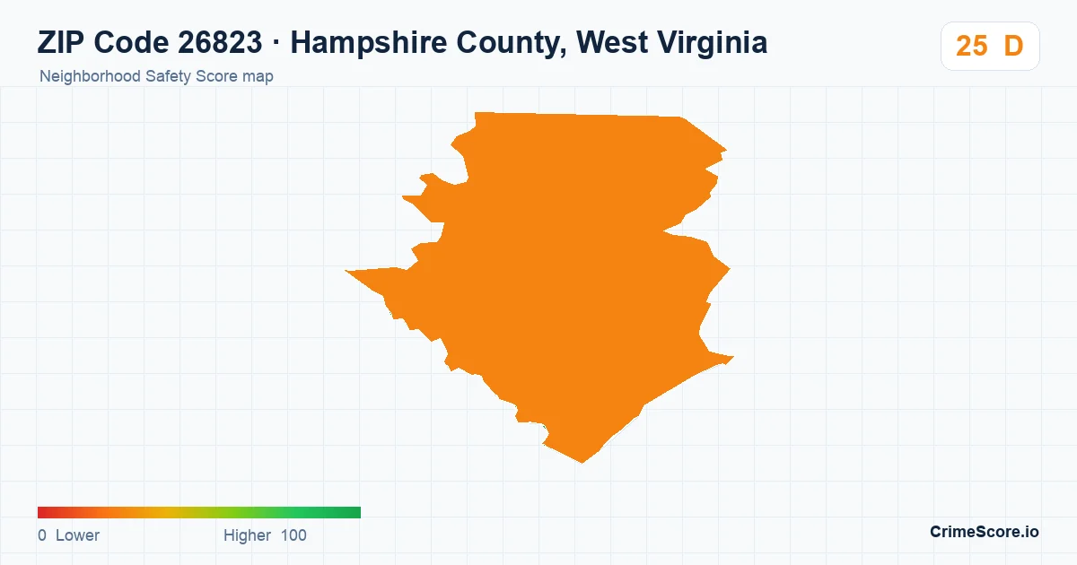 ZIP Code 26823 in Hampshire County, West Virginia neighborhood Safety Score map
