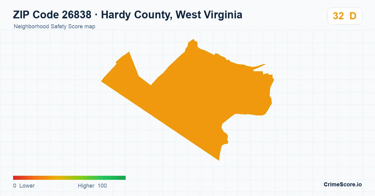ZIP Code 26838 in Hardy County, West Virginia neighborhood Safety Score map