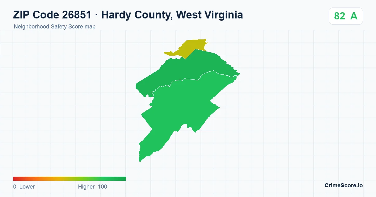 ZIP Code 26851 in Hardy County, West Virginia neighborhood Safety Score map