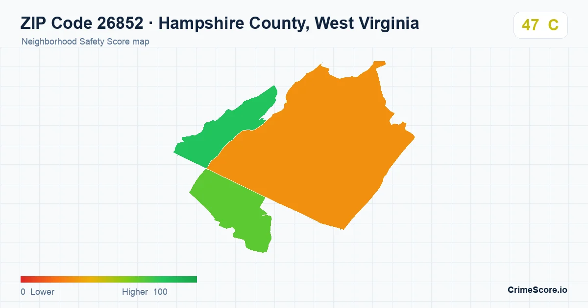 ZIP Code 26852 in Hampshire County, West Virginia neighborhood Safety Score map