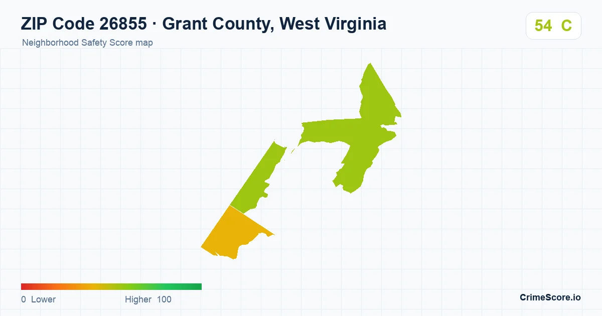 ZIP Code 26855 in Grant County, West Virginia neighborhood Safety Score map