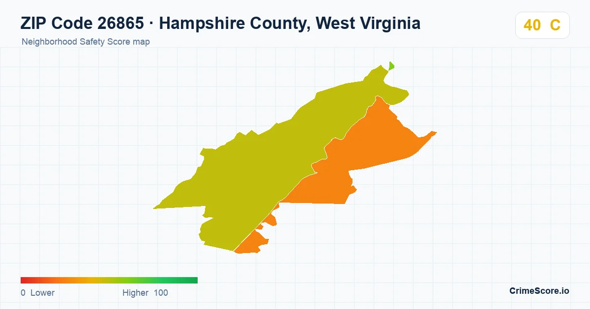 ZIP Code 26865 in Hampshire County, West Virginia neighborhood Safety Score map