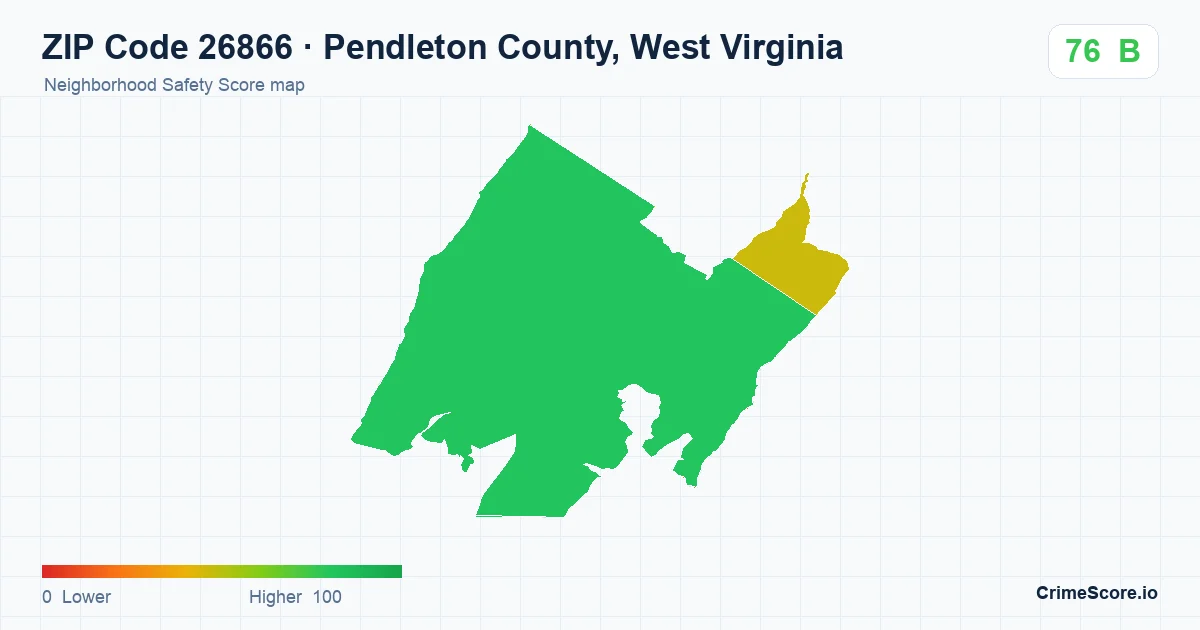 ZIP Code 26866 in Pendleton County, West Virginia neighborhood Safety Score map