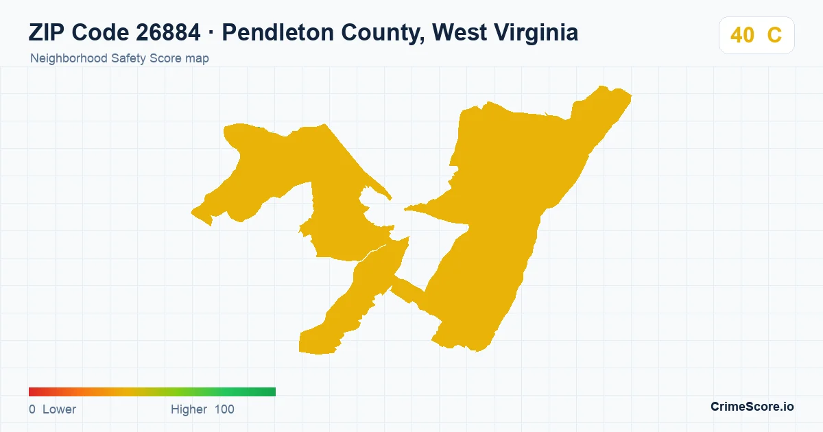 ZIP Code 26884 in Pendleton County, West Virginia neighborhood Safety Score map