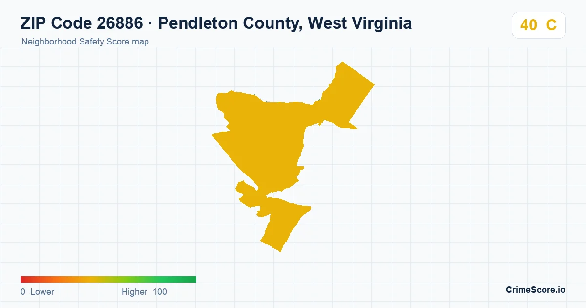 ZIP Code 26886 in Pendleton County, West Virginia neighborhood Safety Score map