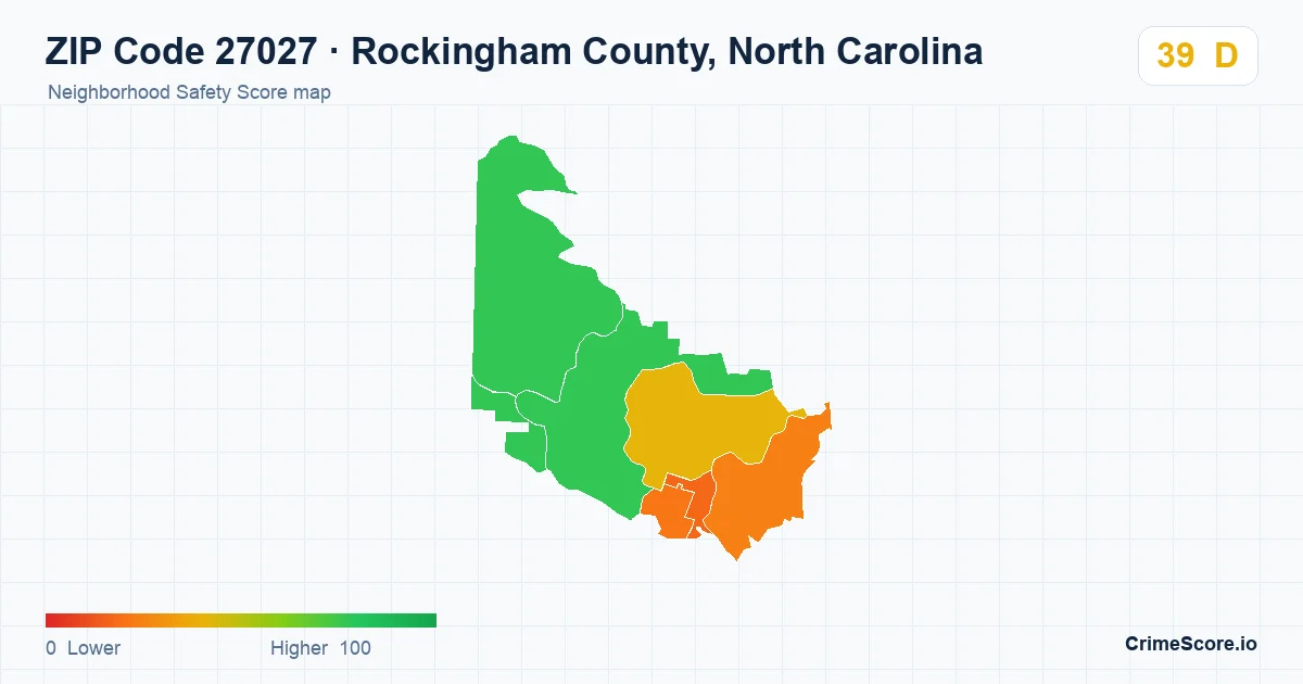 ZIP Code 27027 in Rockingham County, North Carolina neighborhood Safety Score map