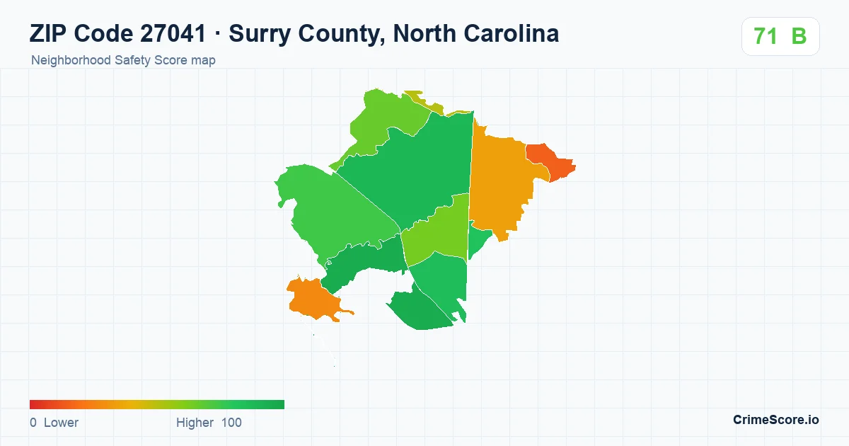 ZIP Code 27041 in Surry County, North Carolina neighborhood Safety Score map