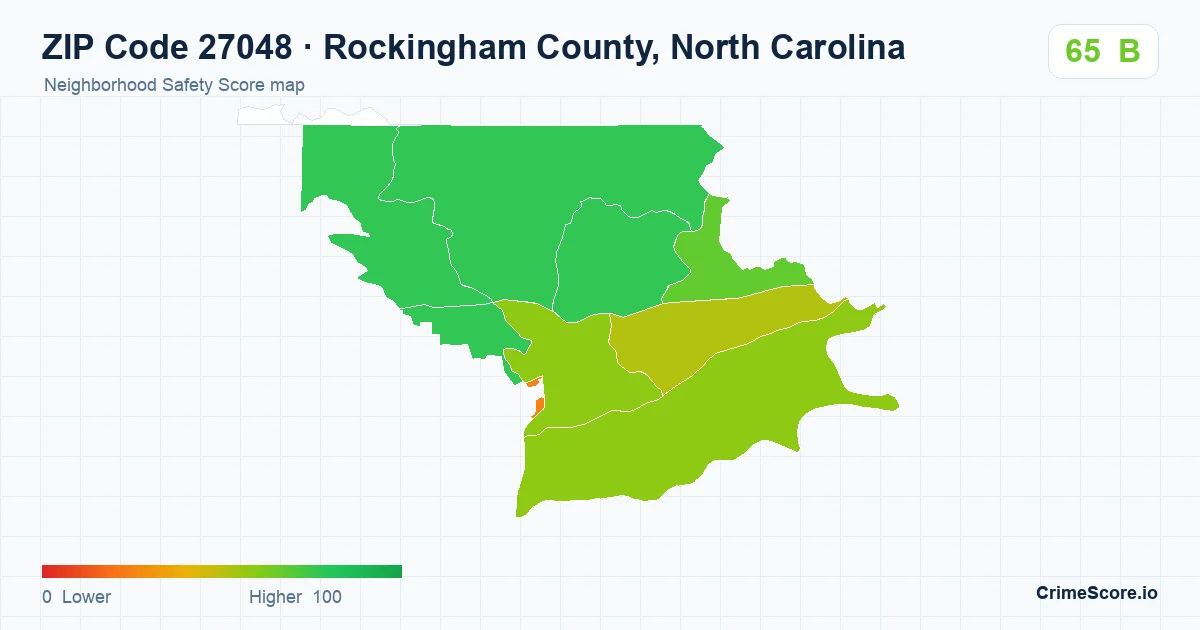 ZIP Code 27048 in Rockingham County, North Carolina neighborhood Safety Score map