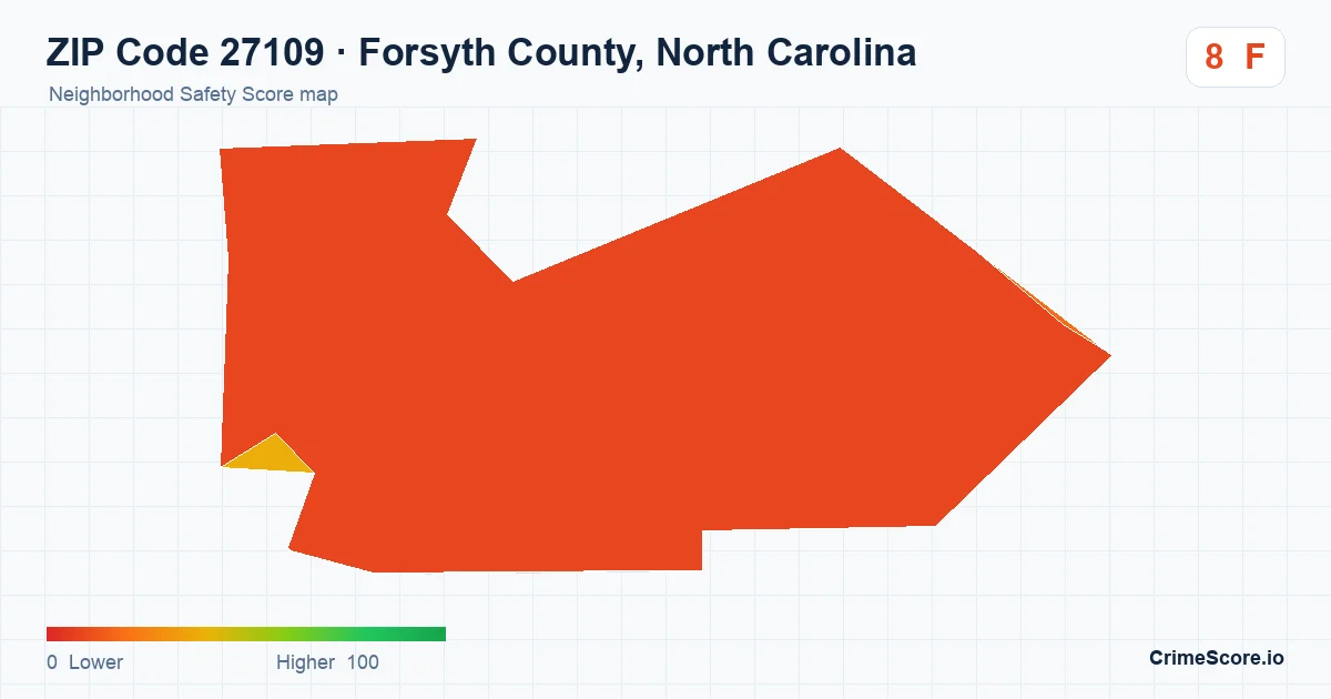 ZIP Code 27109 in Forsyth County, North Carolina neighborhood Safety Score map