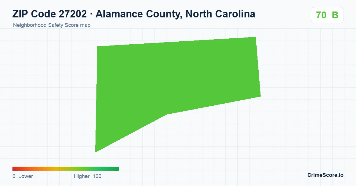ZIP Code 27202 in Alamance County, North Carolina neighborhood Safety Score map