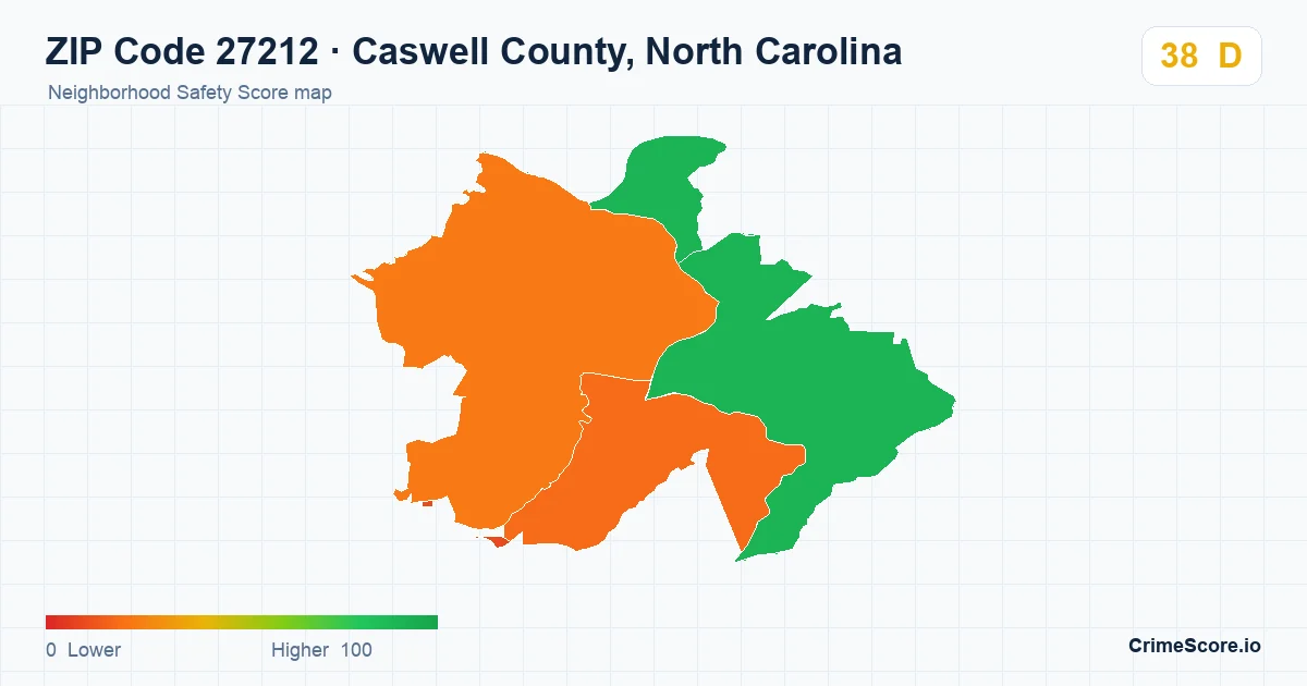 ZIP Code 27212 in Caswell County, North Carolina neighborhood Safety Score map
