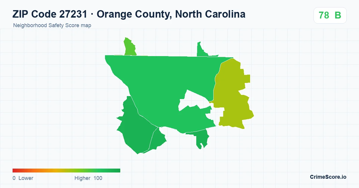 ZIP Code 27231 in Orange County, North Carolina neighborhood Safety Score map
