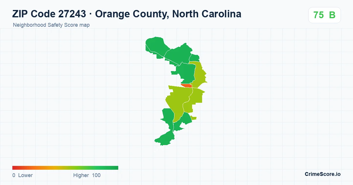 ZIP Code 27243 in Orange County, North Carolina neighborhood Safety Score map