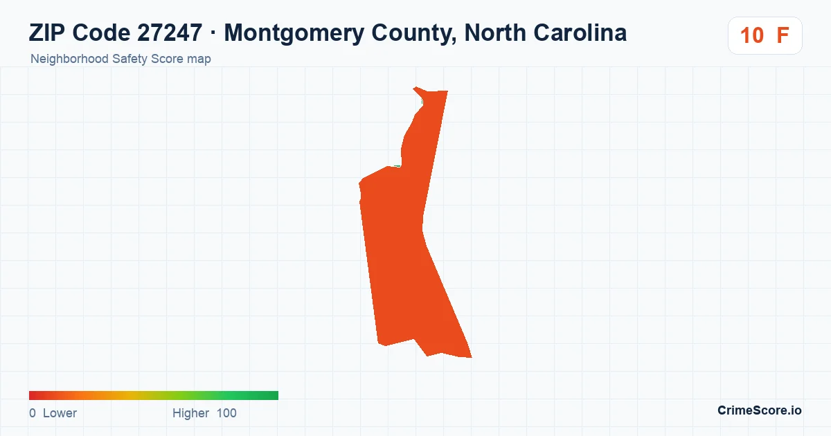 ZIP Code 27247 in Montgomery County, North Carolina neighborhood Safety Score map