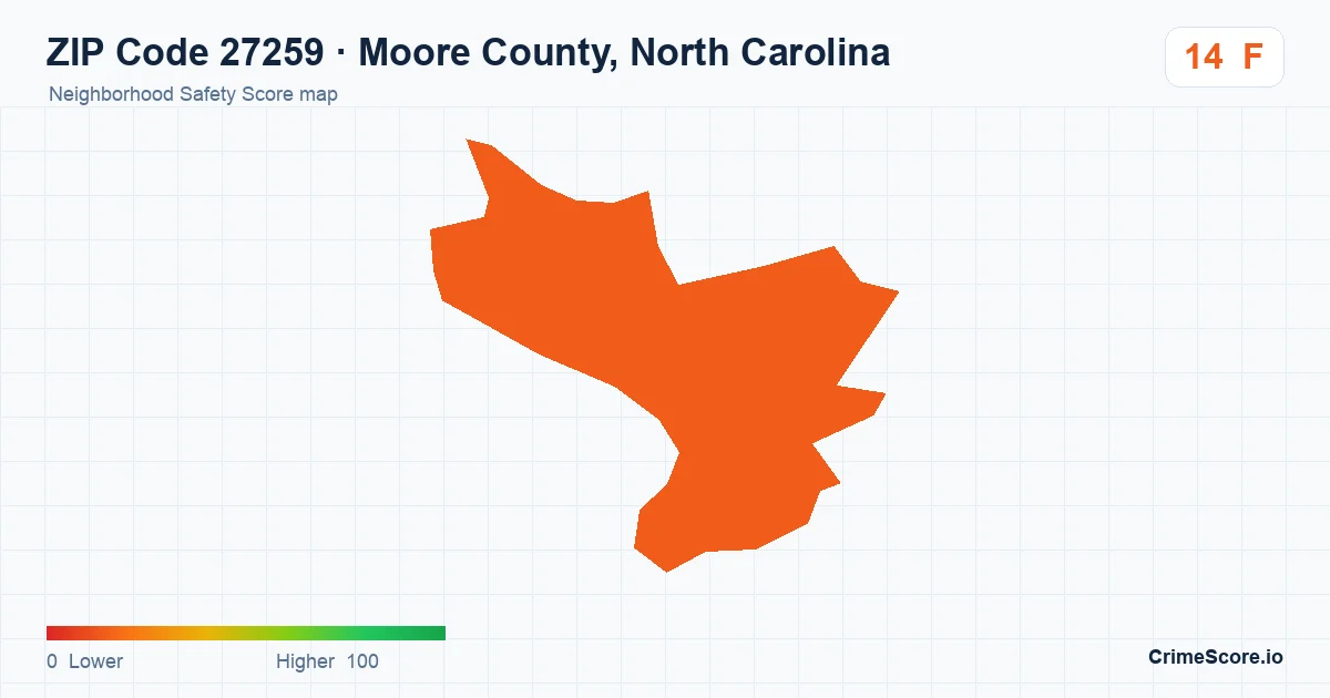 ZIP Code 27259 in Moore County, North Carolina neighborhood Safety Score map