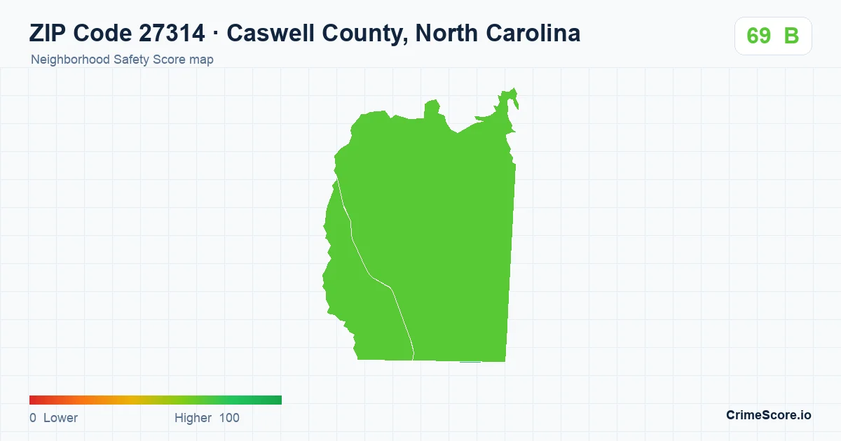 ZIP Code 27314 in Caswell County, North Carolina neighborhood Safety Score map
