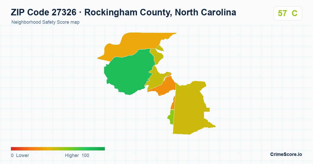 ZIP Code 27326 in Rockingham County, North Carolina neighborhood Safety Score map