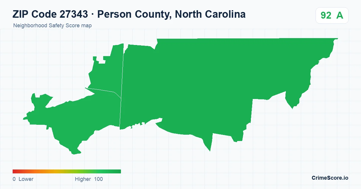 ZIP Code 27343 in Person County, North Carolina neighborhood Safety Score map