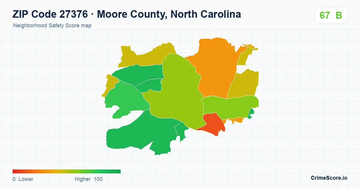 ZIP Code 27376 in Moore County, North Carolina neighborhood Safety Score map