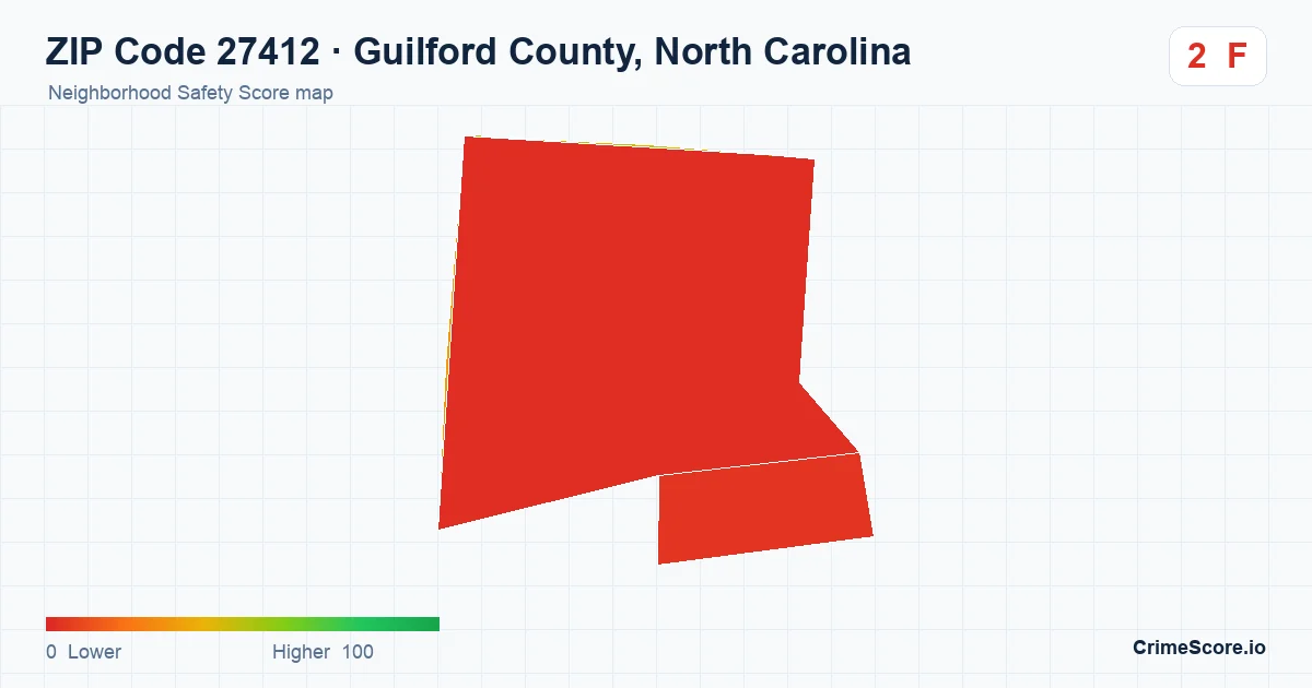 ZIP Code 27412 in Guilford County, North Carolina neighborhood Safety Score map