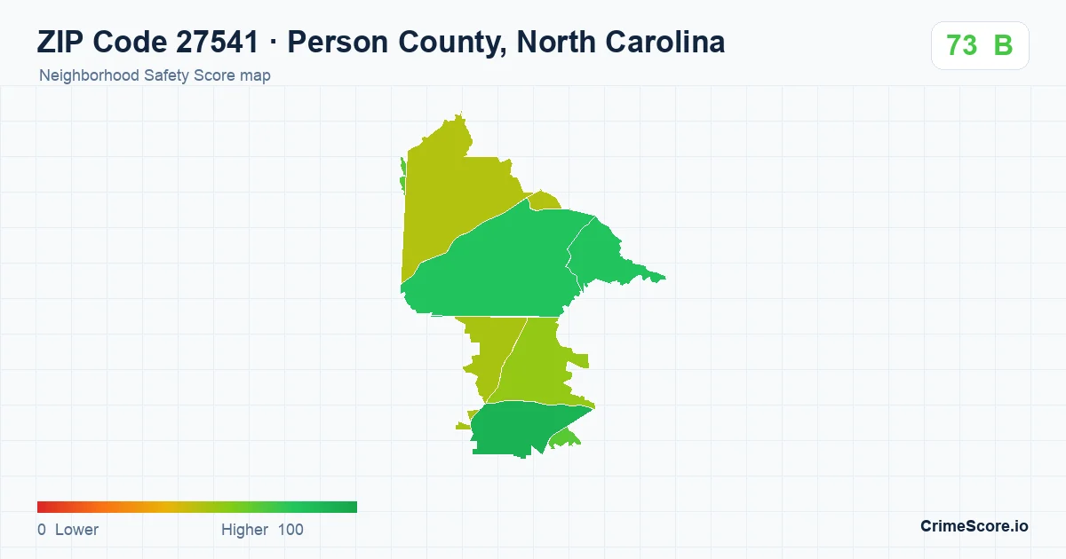 ZIP Code 27541 in Person County, North Carolina neighborhood Safety Score map