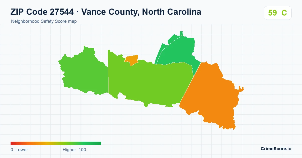 ZIP Code 27544 in Vance County, North Carolina neighborhood Safety Score map