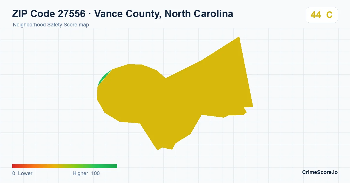 ZIP Code 27556 in Vance County, North Carolina neighborhood Safety Score map