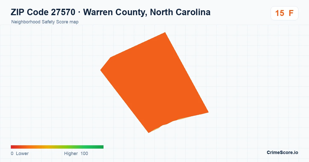ZIP Code 27570 in Warren County, North Carolina neighborhood Safety Score map
