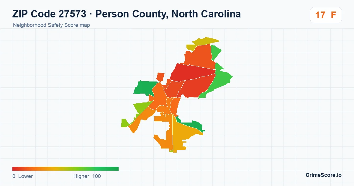 ZIP Code 27573 in Person County, North Carolina neighborhood Safety Score map