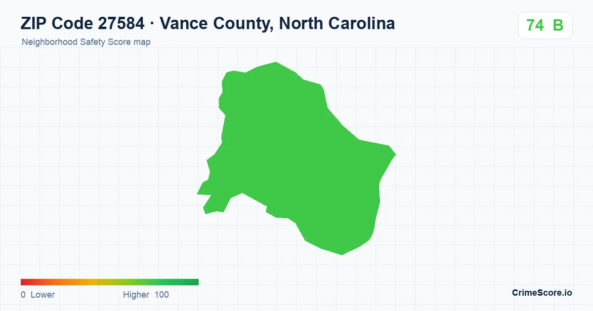 ZIP Code 27584 in Vance County, North Carolina neighborhood Safety Score map