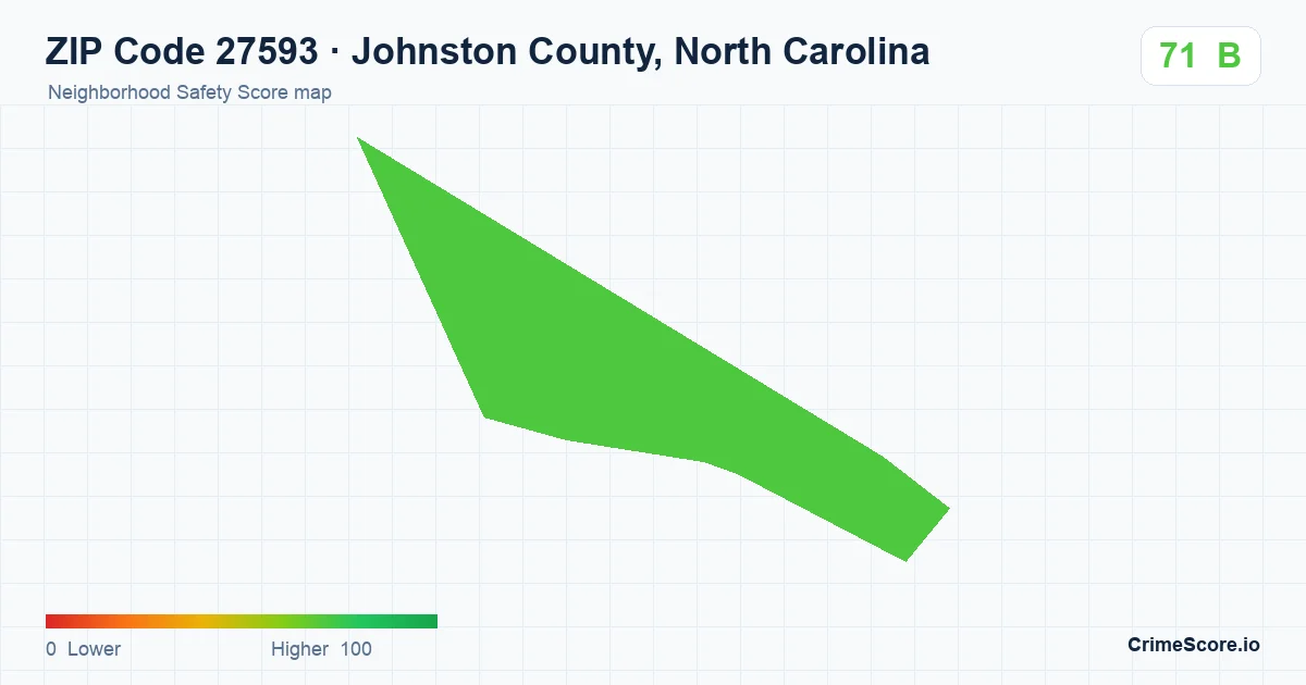 ZIP Code 27593 in Johnston County, North Carolina neighborhood Safety Score map