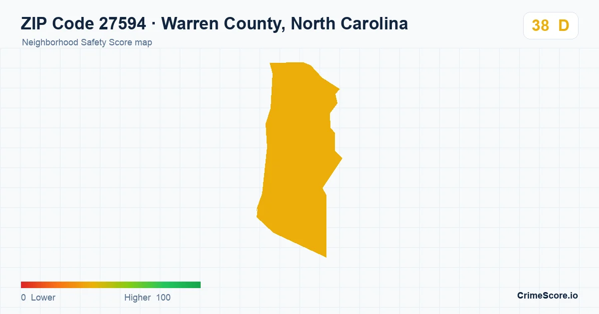ZIP Code 27594 in Warren County, North Carolina neighborhood Safety Score map