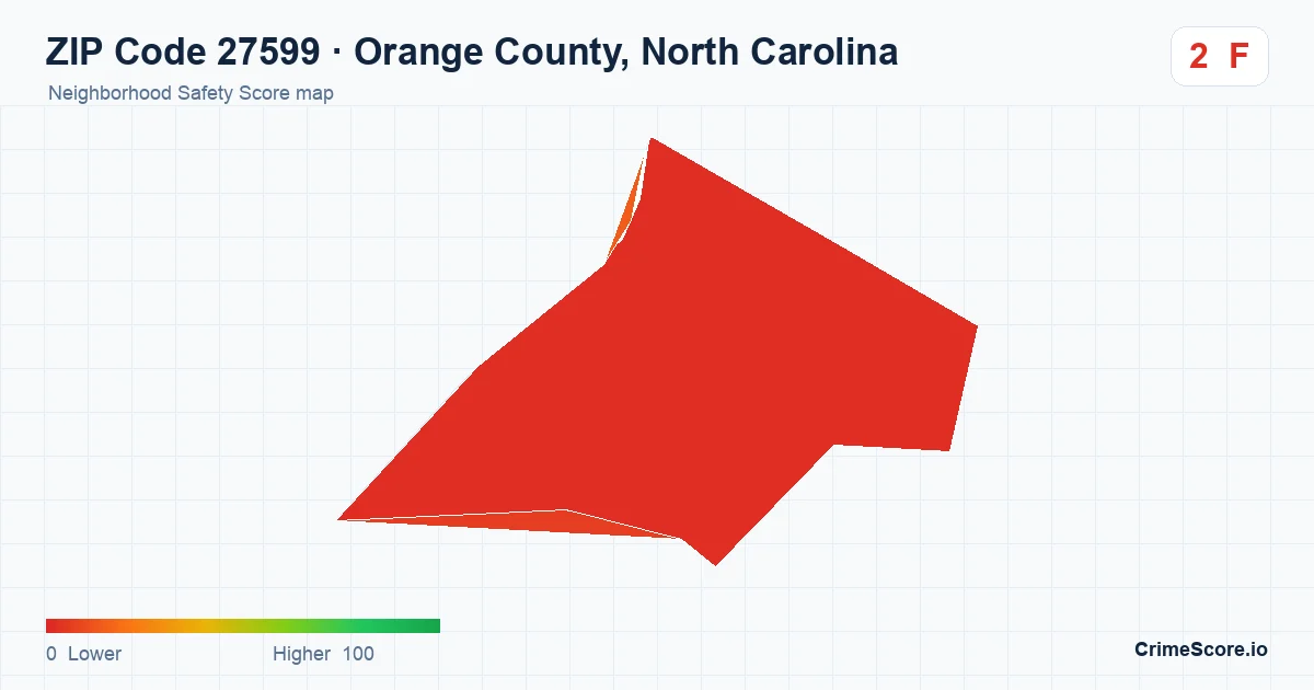 ZIP Code 27599 in Orange County, North Carolina neighborhood Safety Score map