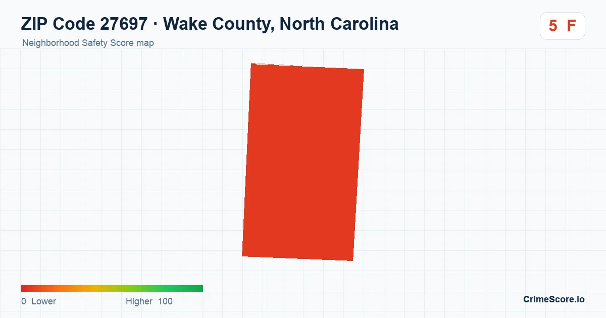 ZIP Code 27697 in Wake County, North Carolina neighborhood Safety Score map