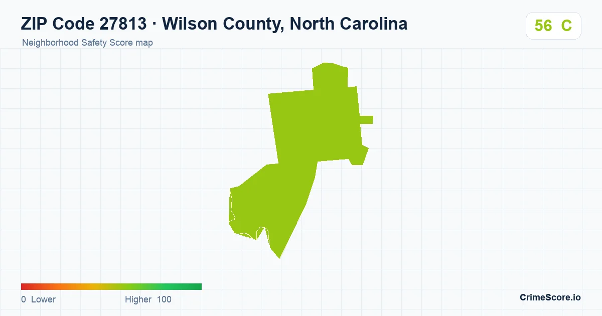 ZIP Code 27813 in Wilson County, North Carolina neighborhood Safety Score map