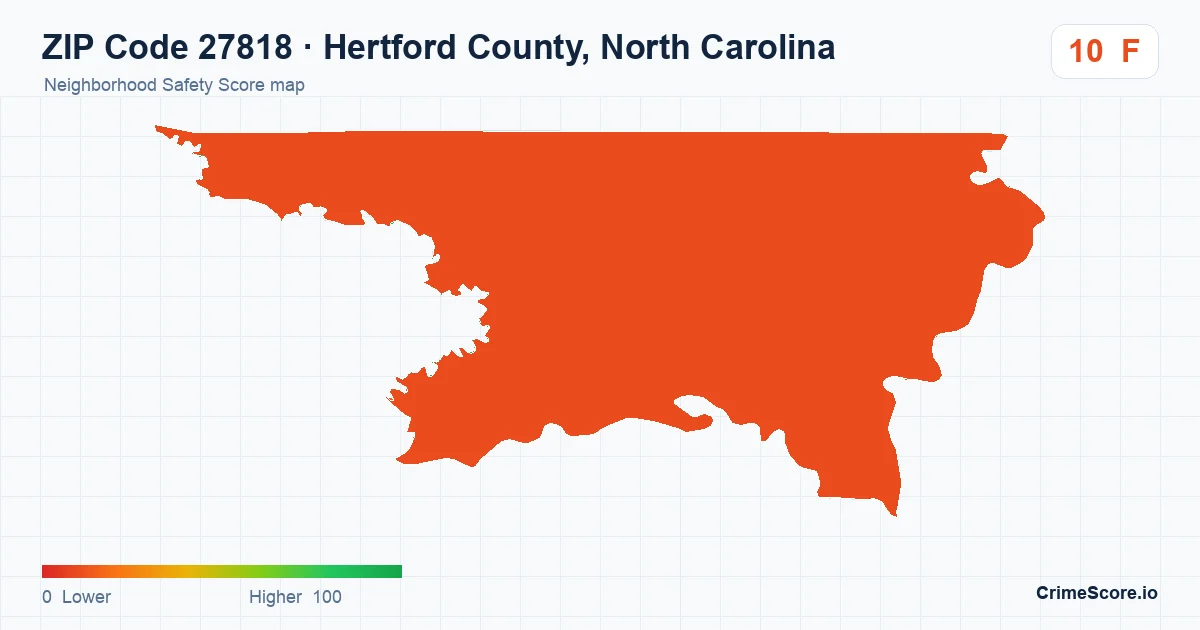 ZIP Code 27818 in Hertford County, North Carolina neighborhood Safety Score map