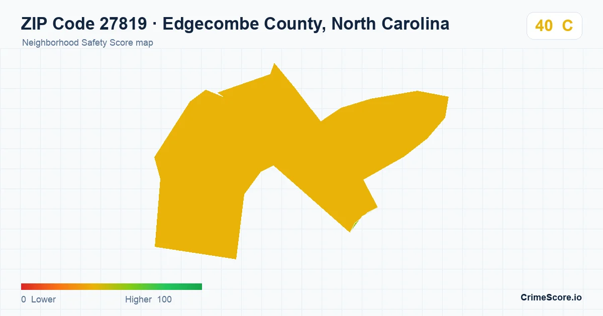 ZIP Code 27819 in Edgecombe County, North Carolina neighborhood Safety Score map