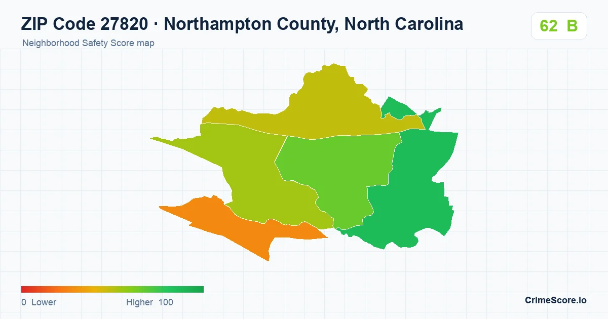 ZIP Code 27820 in Northampton County, North Carolina neighborhood Safety Score map