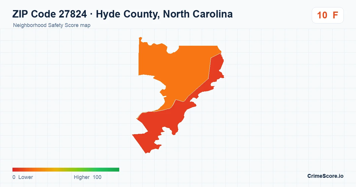 ZIP Code 27824 in Hyde County, North Carolina neighborhood Safety Score map